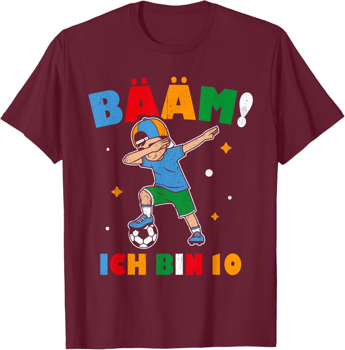 I Am 10 Dabbing Birthday Shirt 10 Years Boys Gift , black T-Shirt - T-Shirt | Maroon