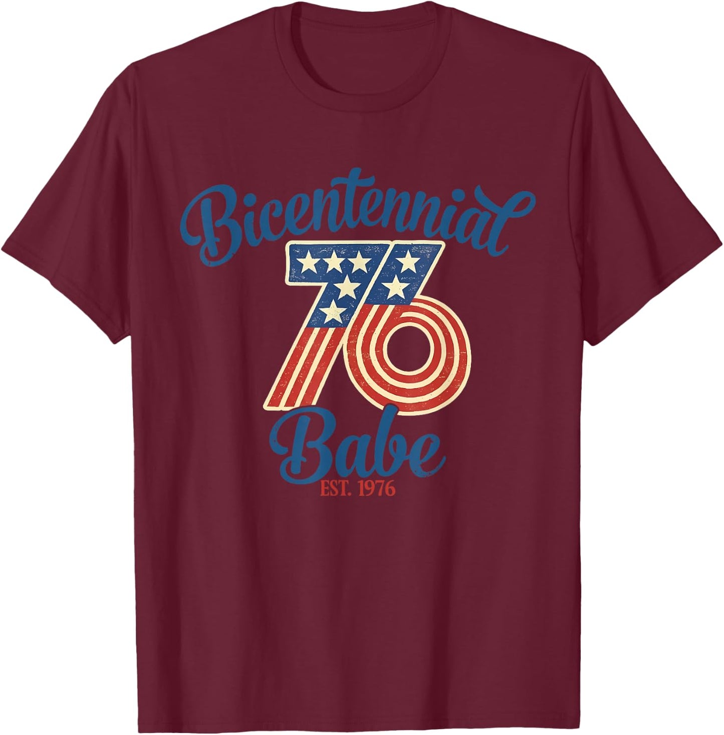 Bicentennial 1976 50 Years Old 50th Birthday American Flag T-Shirt - T-Shirt | Maroon