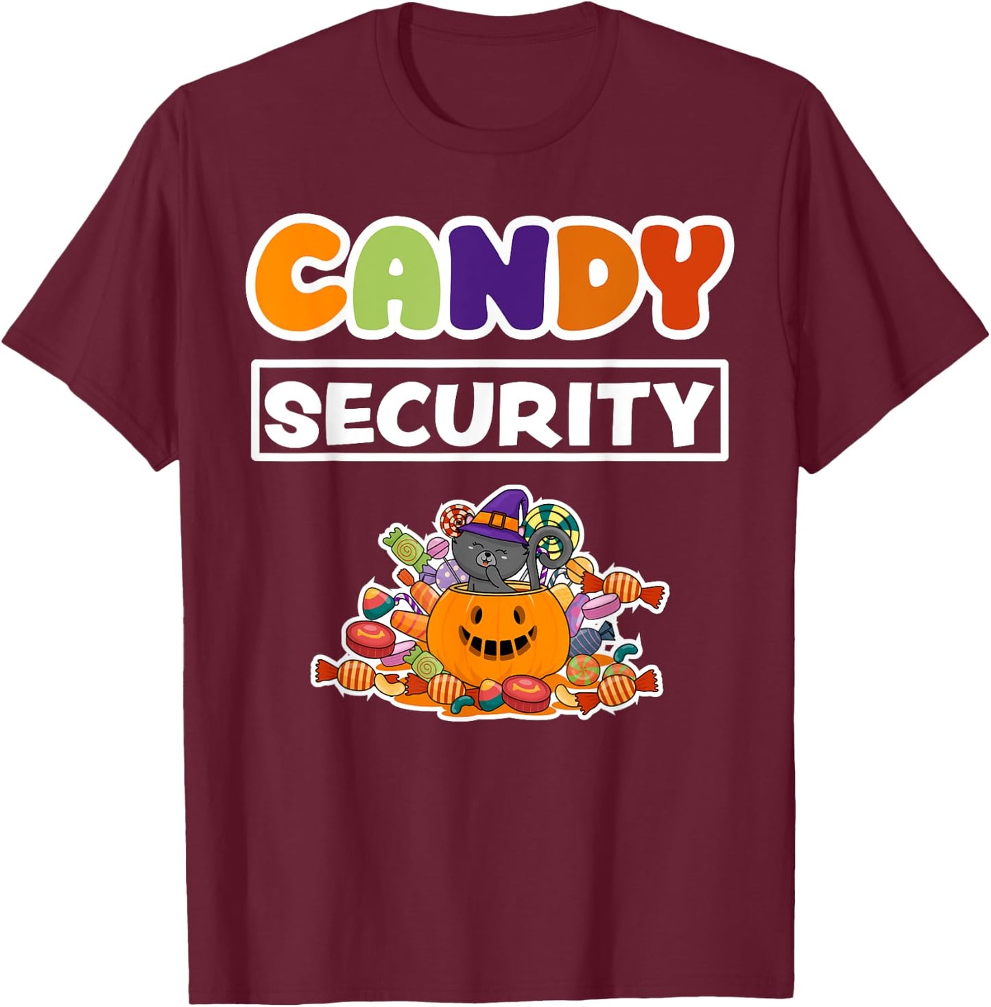 Candy Security Lazy Adult Mom Dad Kids Halloween Costume T-Shirt - T-Shirt | Maroon
