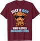 Just A Boy Who Loves Highland Cows Highland Cattle Boys Kids T-Shirt - T-Shirt | Maroon