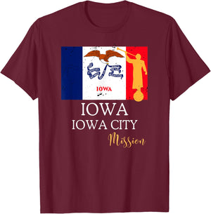 Iowa Iowa City Mormon LDS Mission Missionary T-Shirt - T-Shirt | Maroon