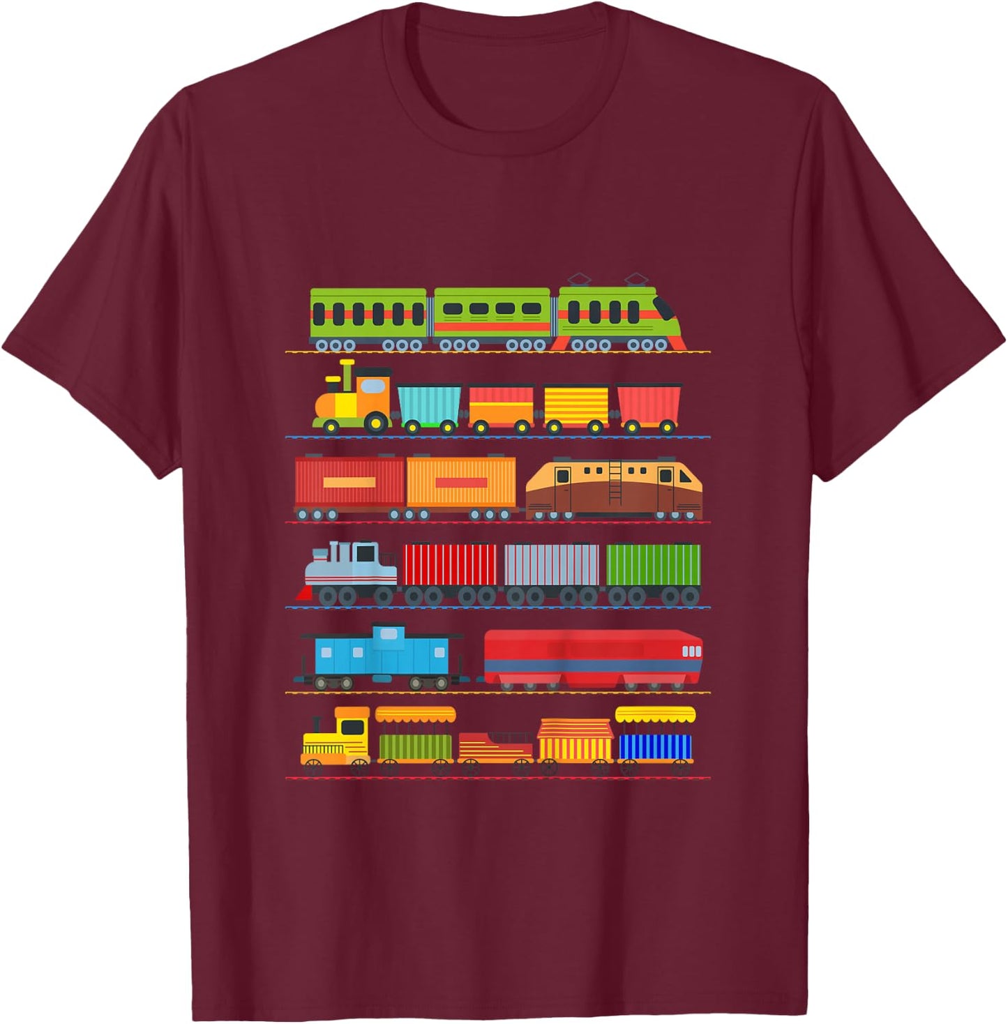 Children's Trains Railway Locomotive Children's Pyjamas Costume Boys Train , black T-Shirt - T-Shirt | Maroon