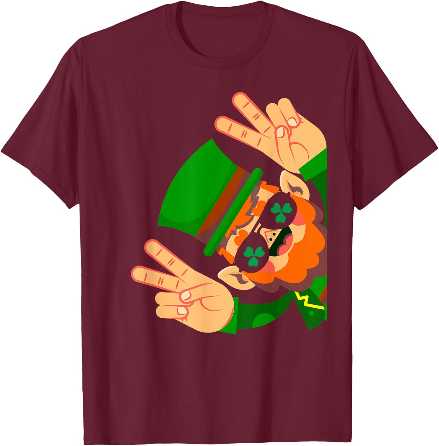 Irish Luck & Leprechaun Peace - Happy St Patrick's Day , black T-Shirt - T-Shirt | Maroon