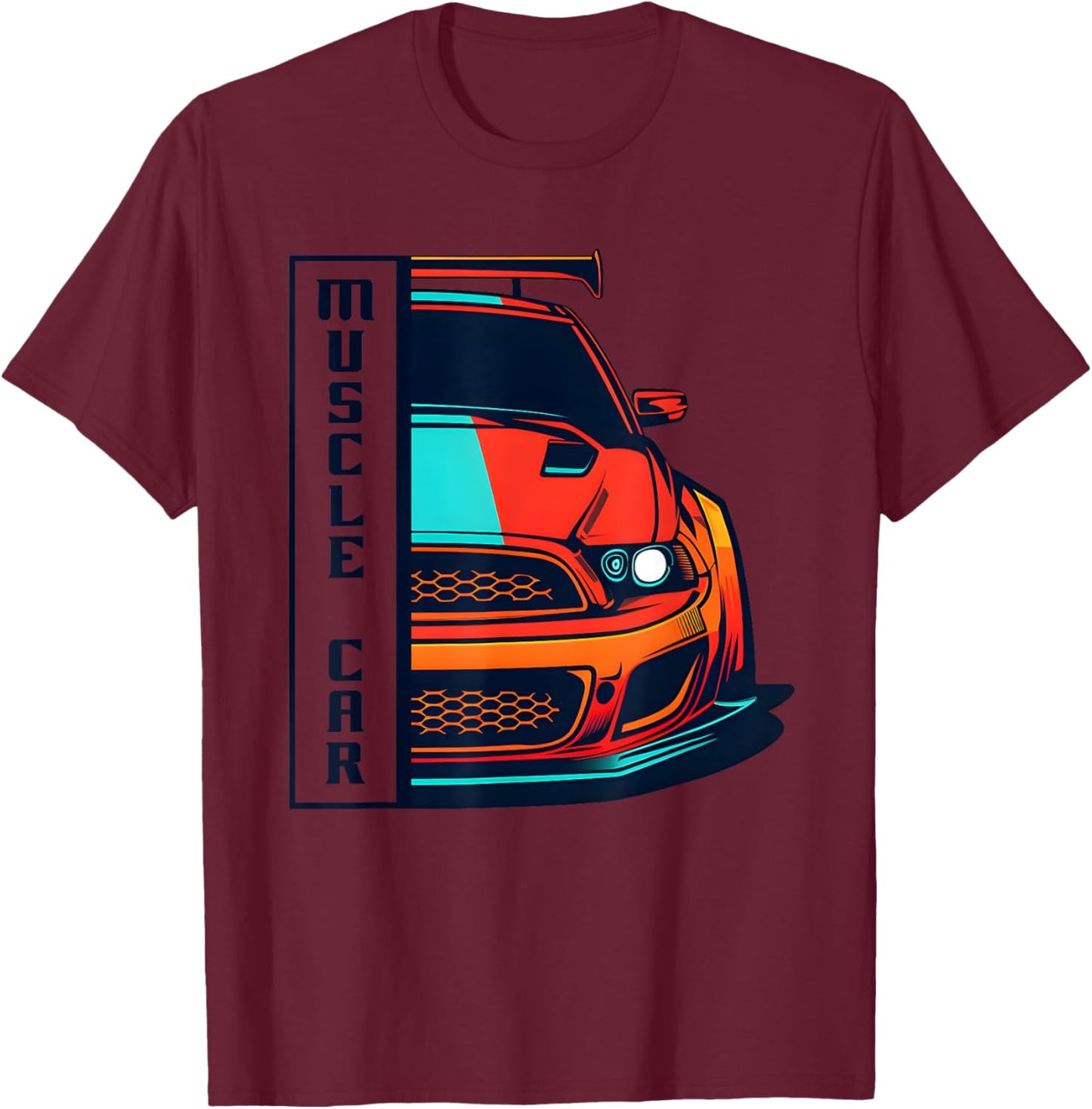 Muscle Car US Shirt Modern Muscle Car Man Children T-Shirt - T-Shirt | Maroon