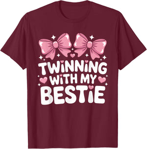 Twinning with My Bestie Matching Friendship Bestie Duo T-Shirt - T-Shirt | Maroon