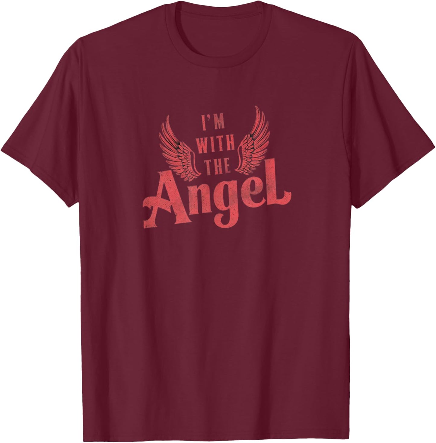 I'm With the Angel Funny Couples Halloween T-Shirt - T-Shirt | Maroon