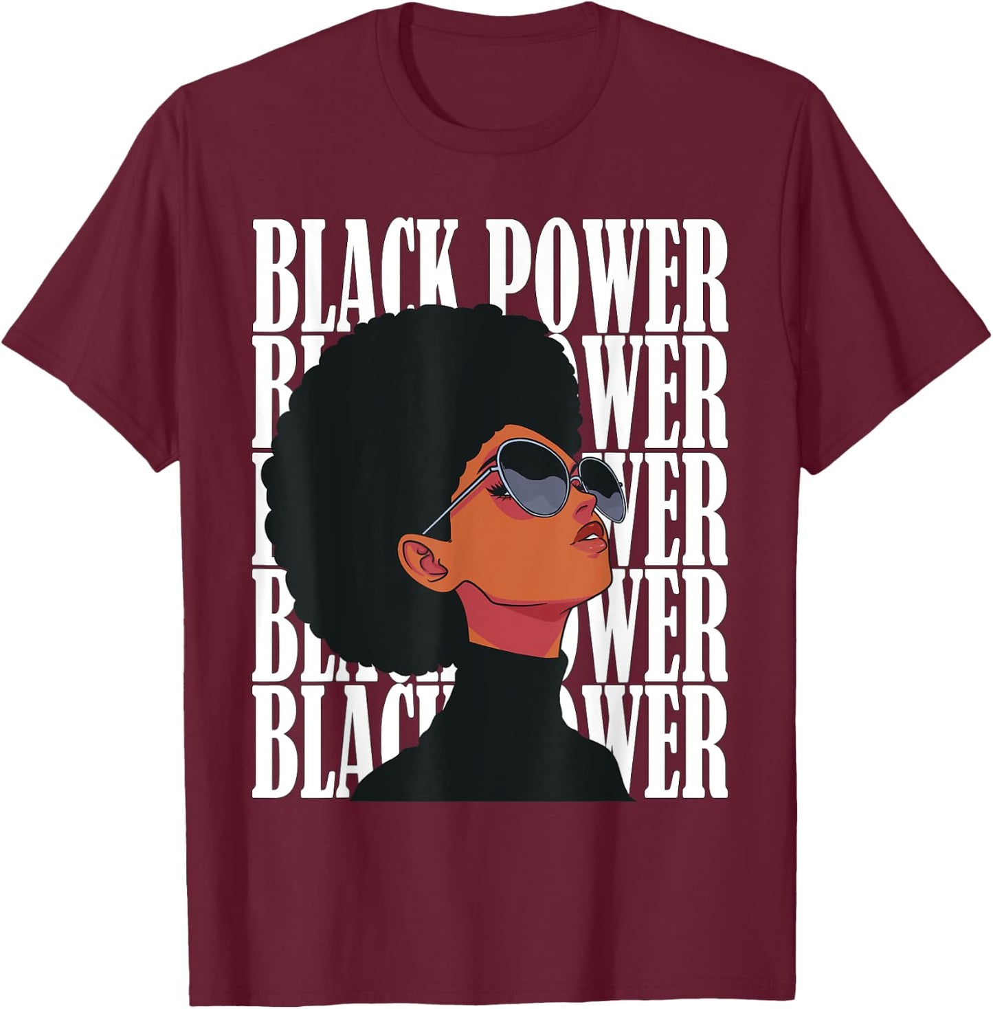 Black Power Panther Party Natural Hair Afro Proud Melanin T-Shirt - T-Shirt | Maroon