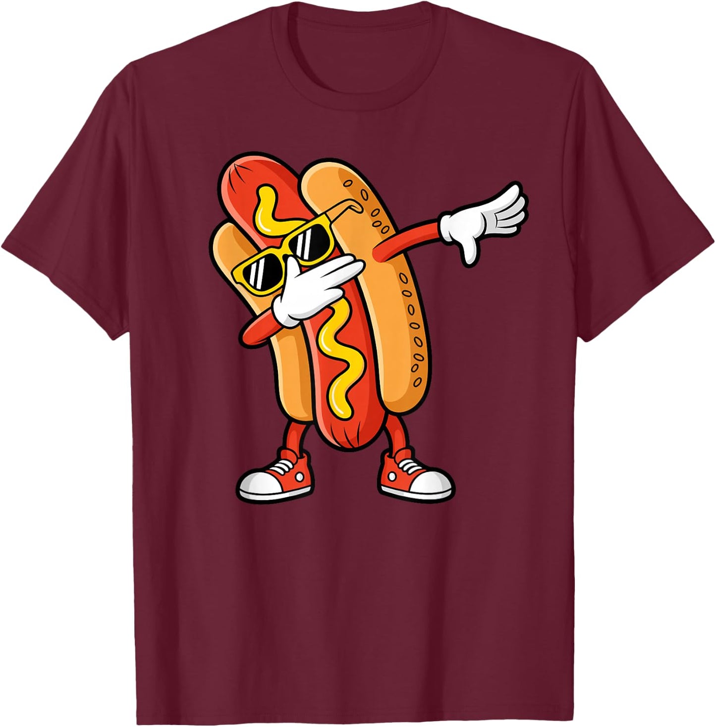 Dabbing Hotdog Fast Food Snack Lover Foodie Funny Hotdog T-Shirt - T-Shirt | Maroon