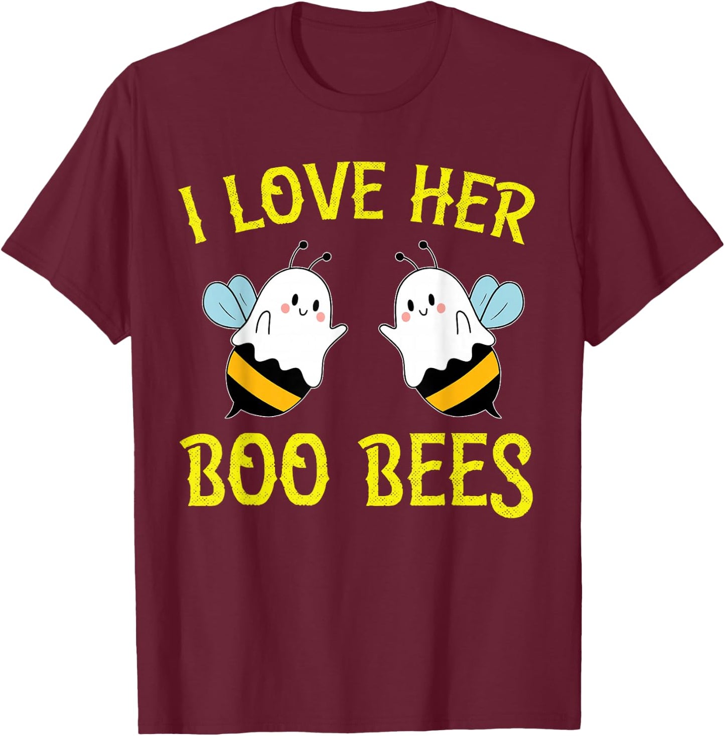 I Love Her Boo Bees Couples Halloween Adult Costume His Men T-Shirt - T-Shirt | Maroon