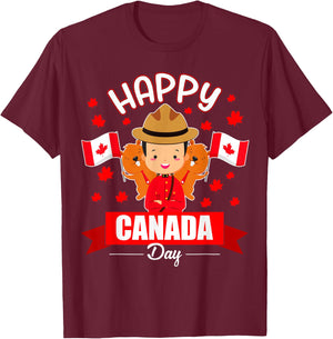 Happy Canada day Flag boys girls kids Toddler Canadian Pride T-Shirt - T-Shirt | Maroon