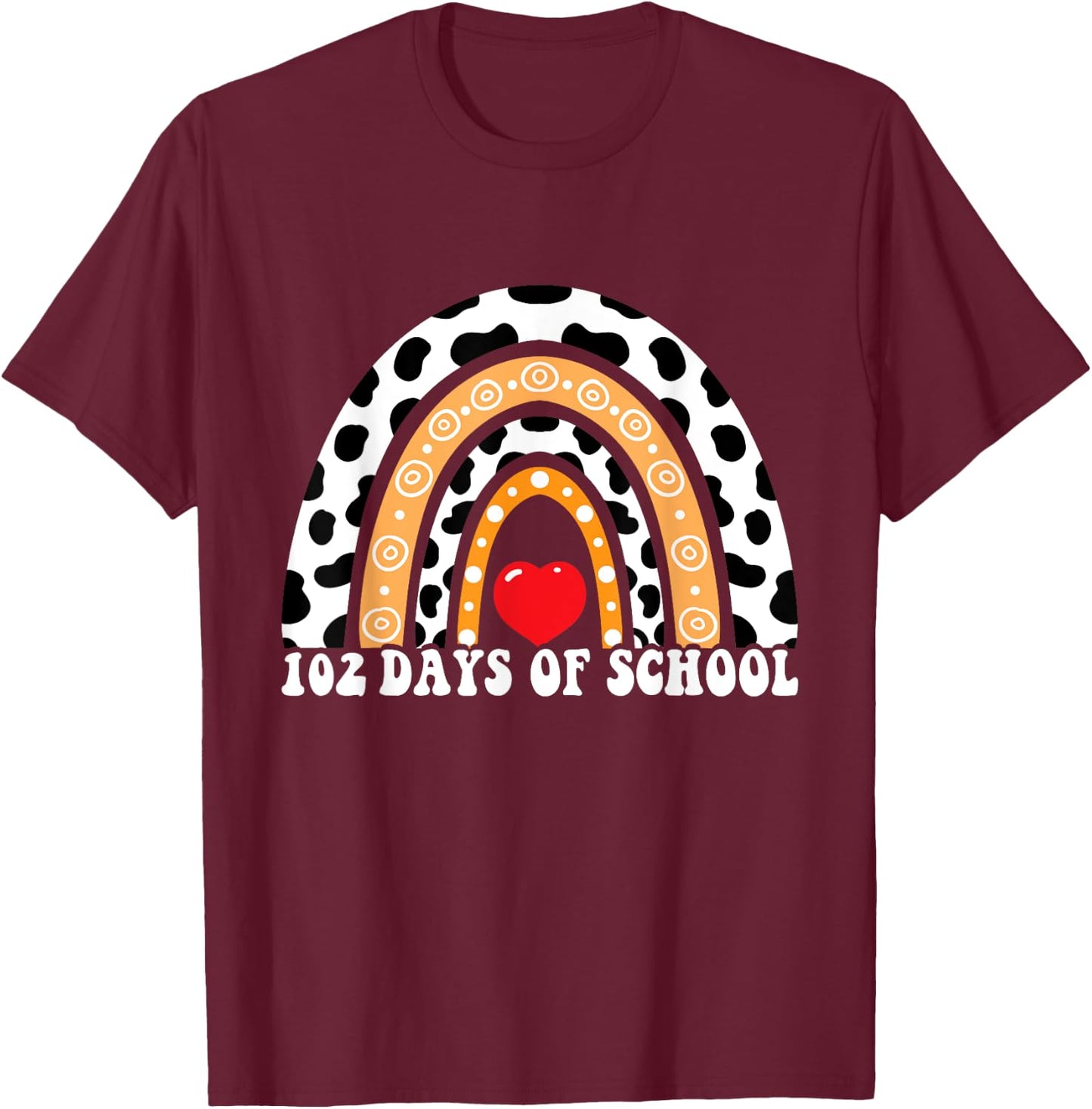 102 Days of School Rainbow Funny Dog 100th Day Kids T-Shirt - T-Shirt | Maroon