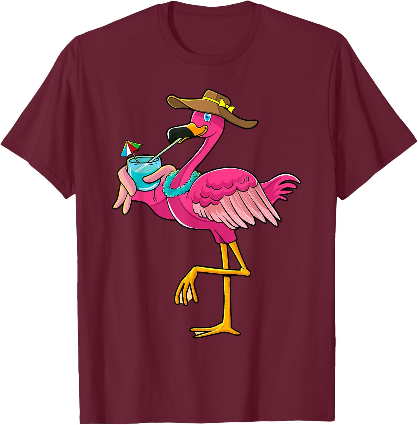 Pink Flamingo Hawaiian Summer Tropical Luau Women Kids T-Shirt - T-Shirt | Maroon
