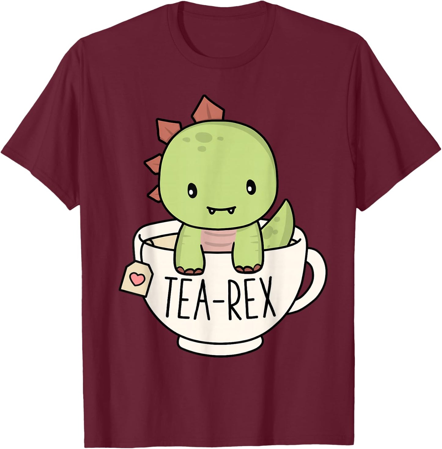 Tea-Rex Süßer T-Rex Dinosaurier-Liebhaber Kawaii Lustiger Dino Pun T-Shirt - T-Shirt | Maroon