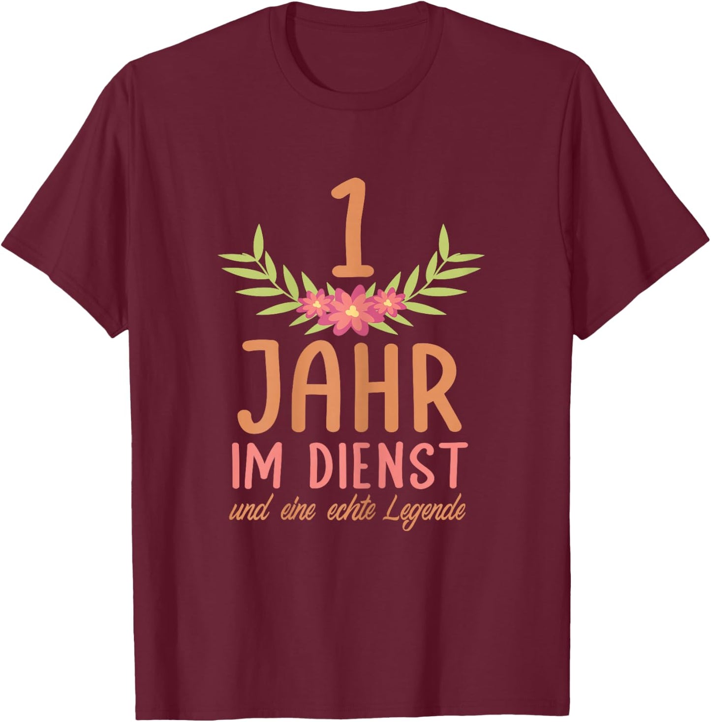 Women's 1 Year Service Anniversary Work Anniversary 1 Year , black, s T-Shirt - T-Shirt | Maroon