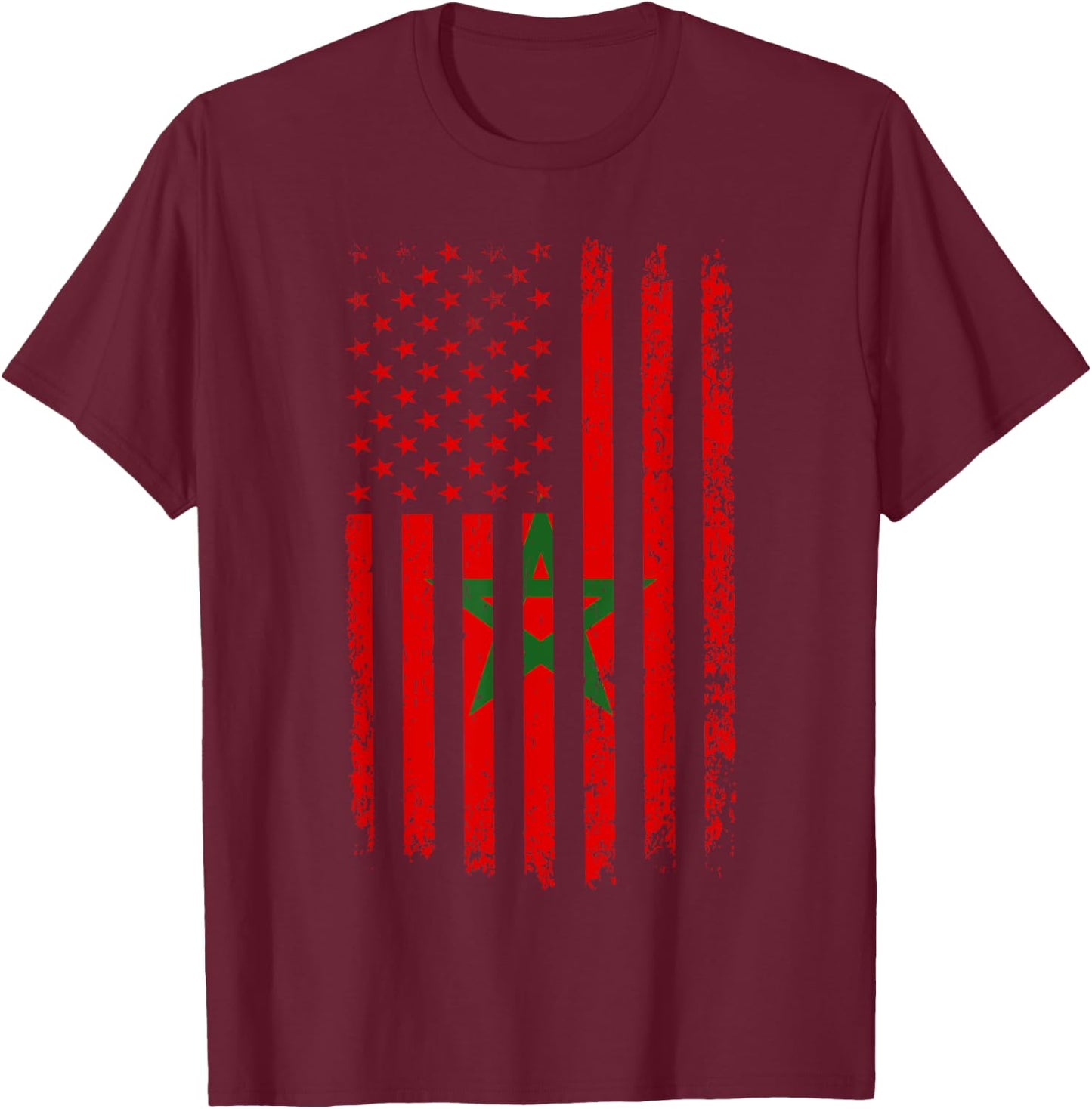Moorish American Morocco Flag Moroccan Soccer Supporter T-Shirt - T-Shirt | Maroon