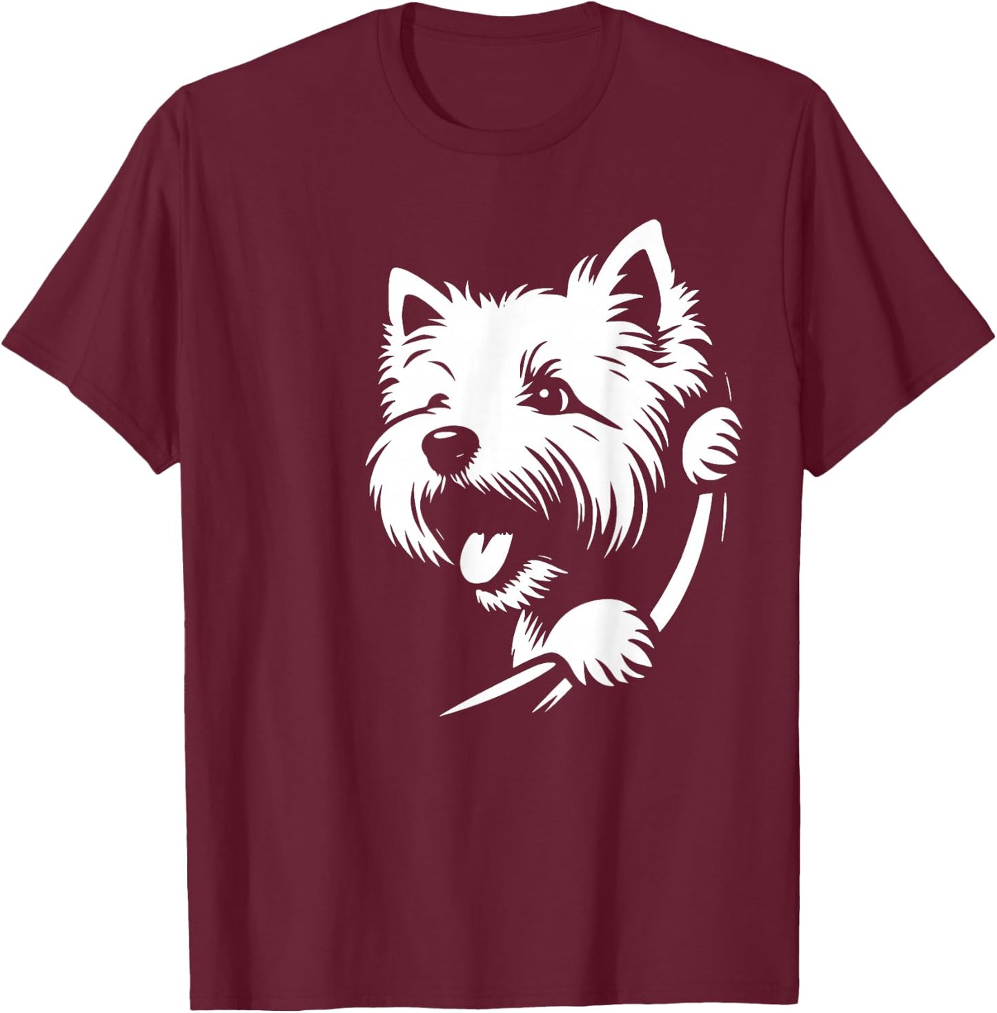 West Highland White Terrier spähender Hund Westie Design T-Shirt - T-Shirt | Maroon