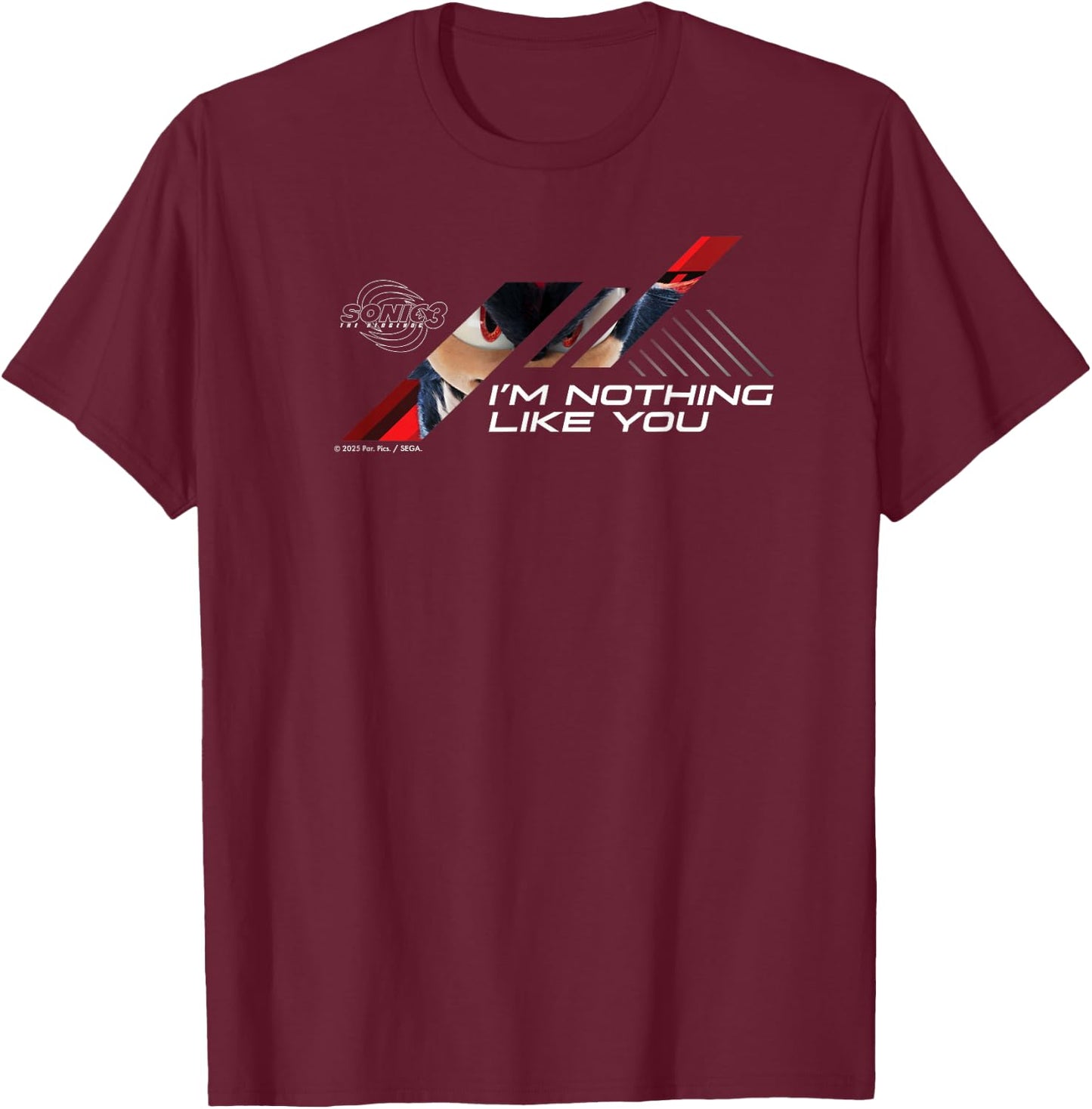 Sonic The Hedgehog 3 - Shadow I'm Nothing Like You T-Shirt - T-Shirt | Maroon
