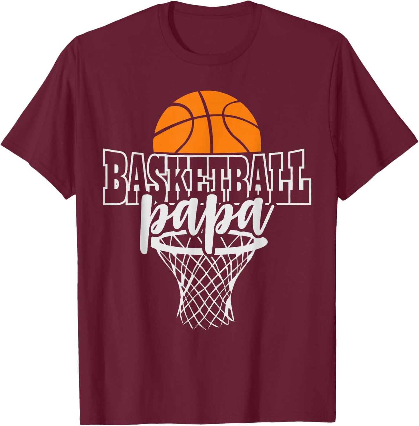 Vintage Proud Basketball Papa Fathers Day Basketball Player T-Shirt - T-Shirt | Maroon