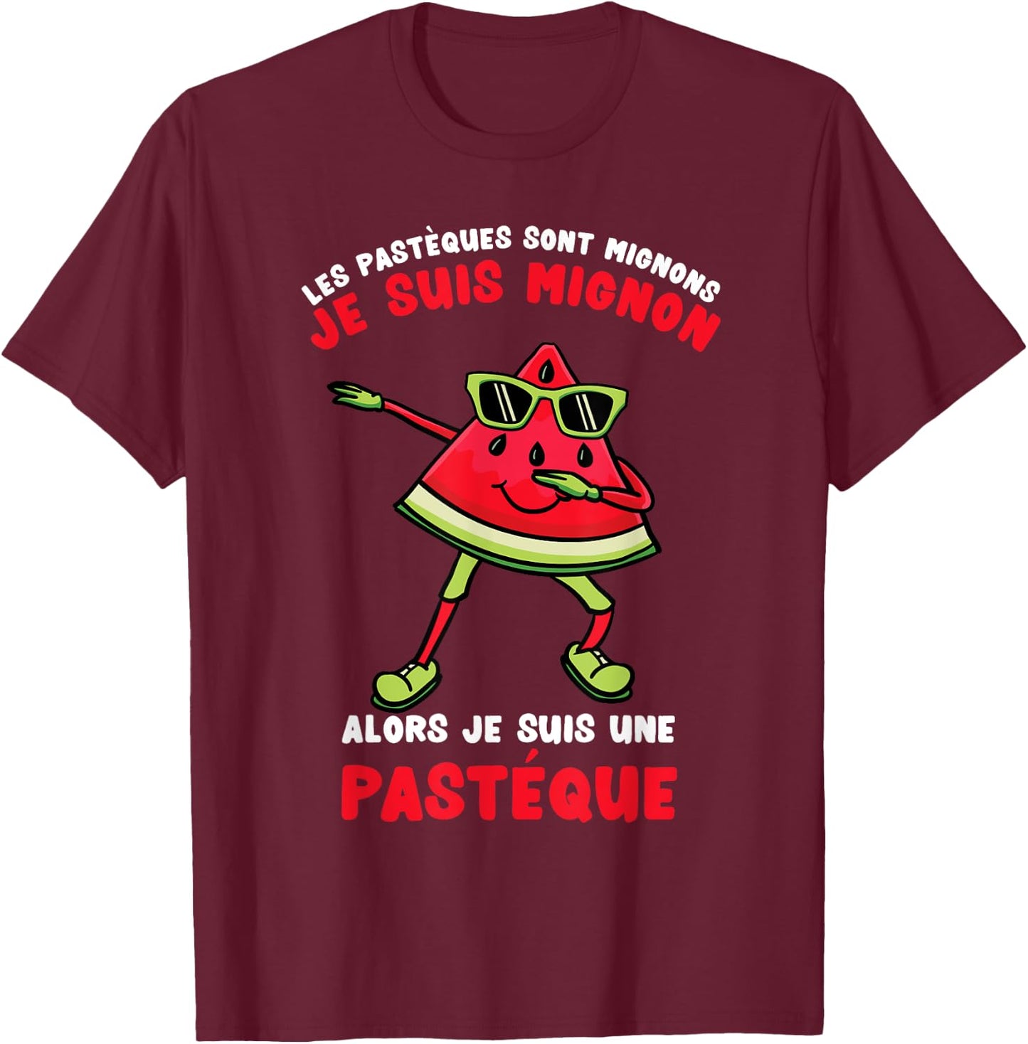 Mignon Je Suis une pastèque , Black, S T-Shirt - T-Shirt | Maroon