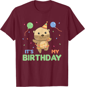 Birthday Otter For Kids It's My Birthday T-Shirt - T-Shirt | Maroon