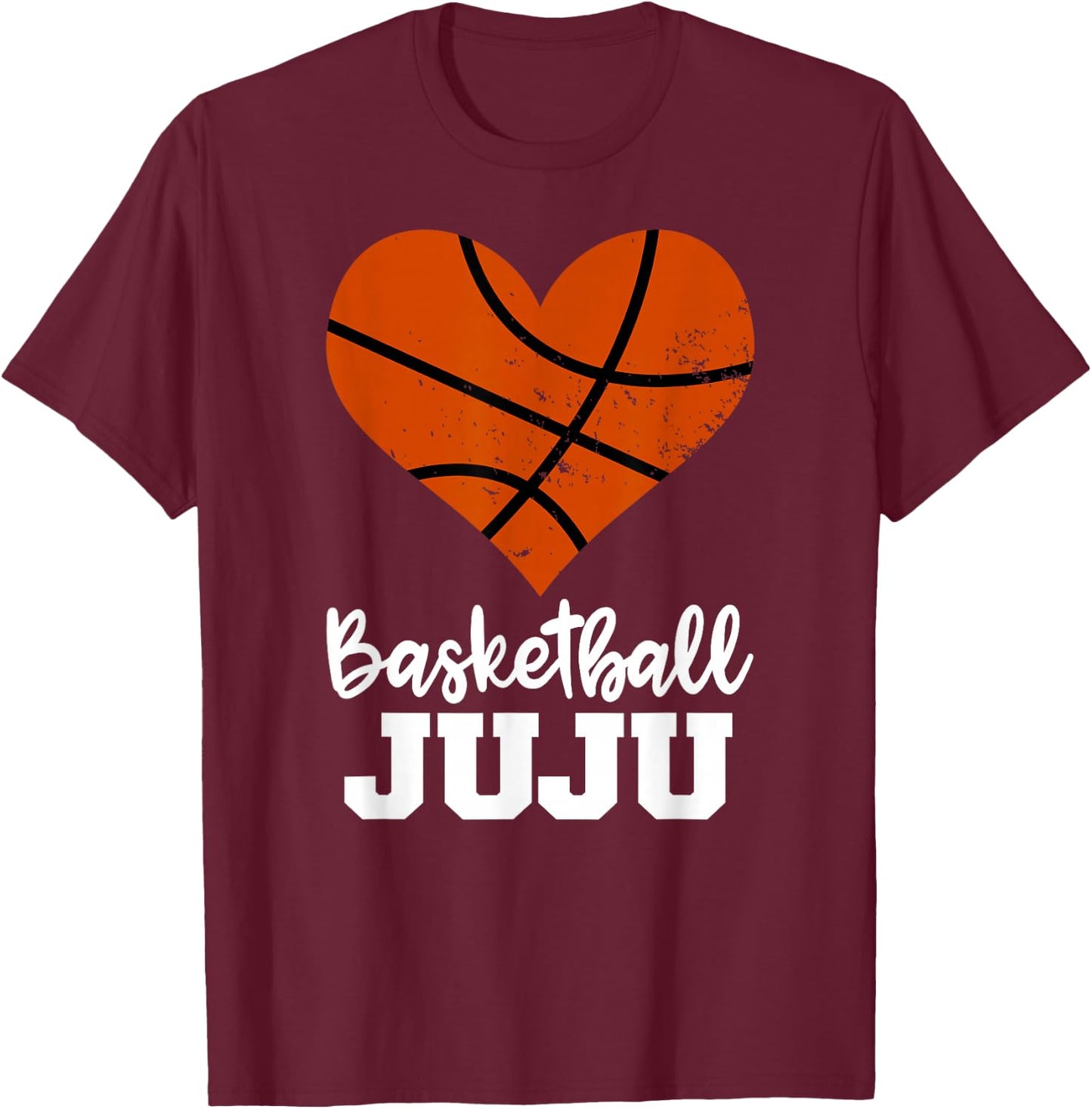 Basketball Juju Funny Basketball Heart Grandma Juju T-Shirt - T-Shirt | Maroon