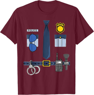 Halloween Policeman Costume Halloween Police Officer Costume T-Shirt - T-Shirt | Maroon