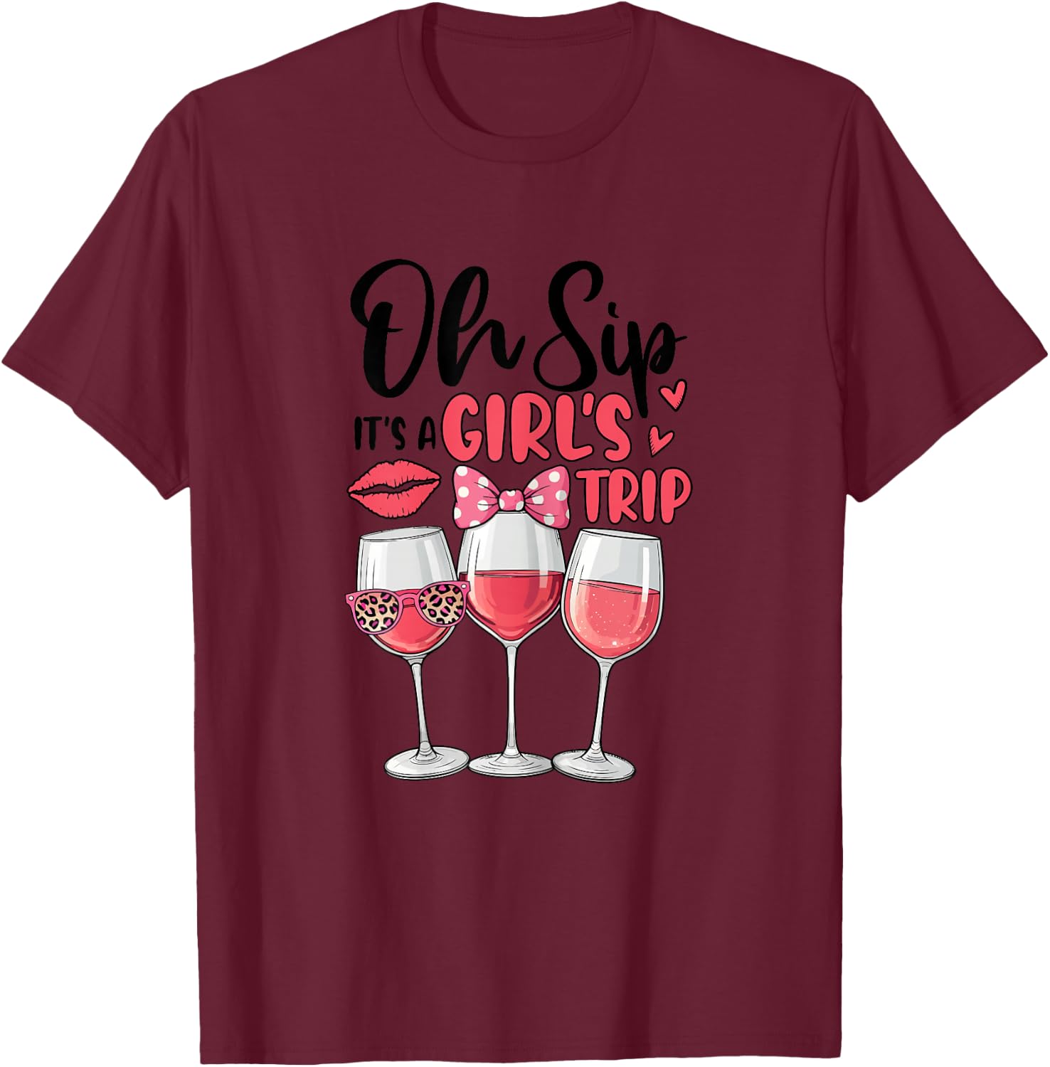 Oh Sip It's A Girls Trip Travel Group Women T-Shirt - T-Shirt | Maroon