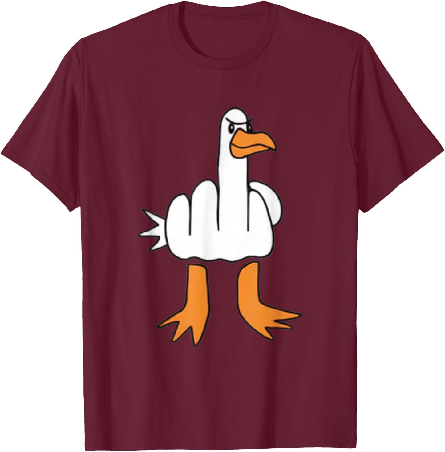 Funny Middle Finger Goose Dark Humour Funny Statement T-Shirt - T-Shirt | Maroon