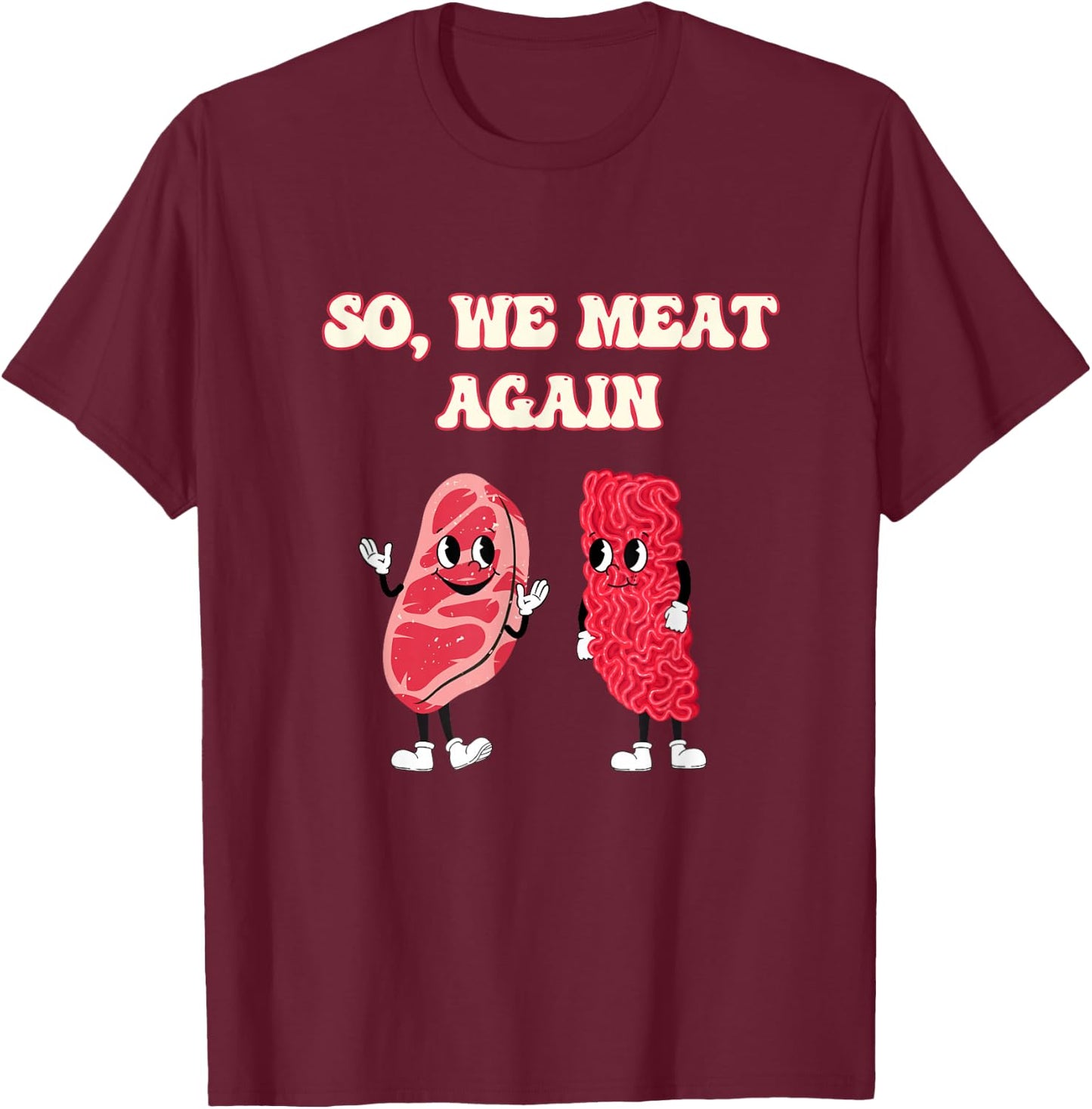 Meat Raffle, Meat Pun, Meat Lover, Steak Lover T-Shirt - T-Shirt | Maroon