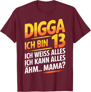 13th Birthday Boy Girl 13 Years 2012 Funny Gift , black T-Shirt - T-Shirt | Maroon