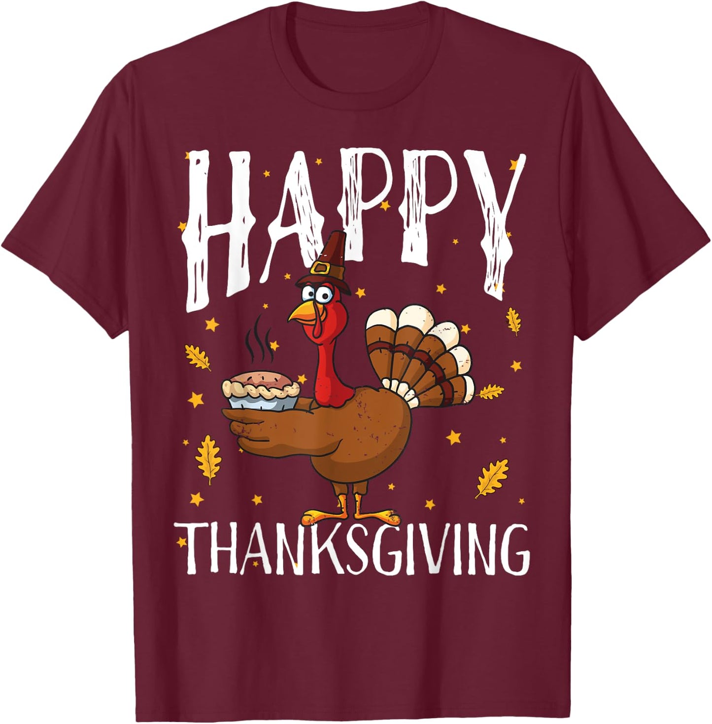 Happy Thanksgiving Turkey Pumpkin Pie Shirt Boys Girls Women T-Shirt - T-Shirt | Maroon
