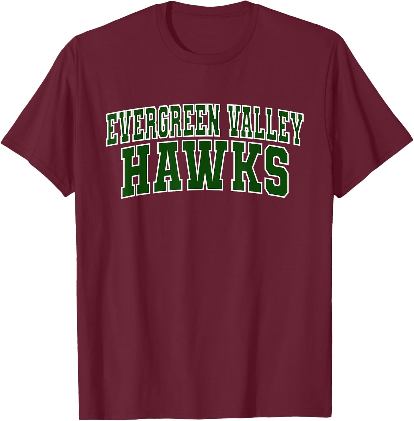 Evergreen Valley College Hawks Athletics Sports Fan T-Shirt - T-Shirt | Maroon