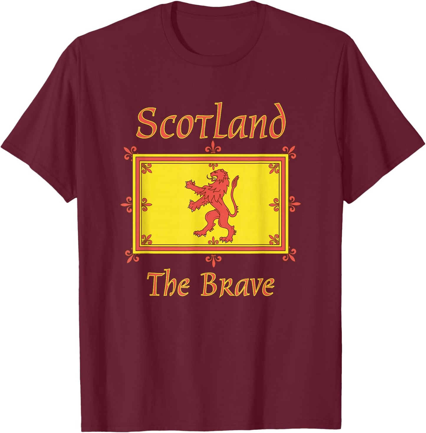 Scotland Brave Flag Lion Vintage Scottish T-Shirt - T-Shirt | Maroon