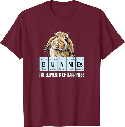 Elements of Happiness Mini Holland Lop Bunny Rabbit Lover T-Shirt - T-Shirt | Maroon