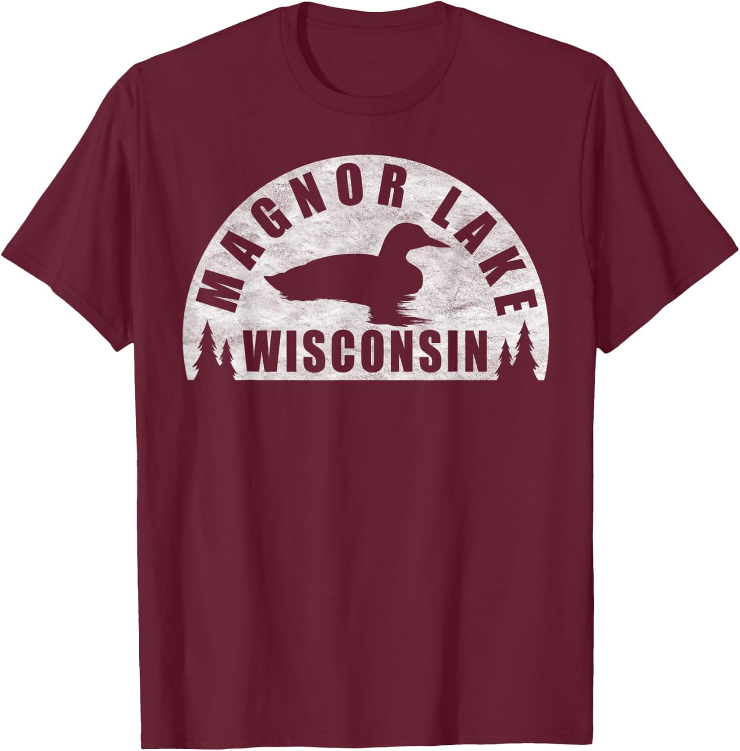 Magnor Lake Northern Wisconsin Loon T-Shirt - T-Shirt | Maroon