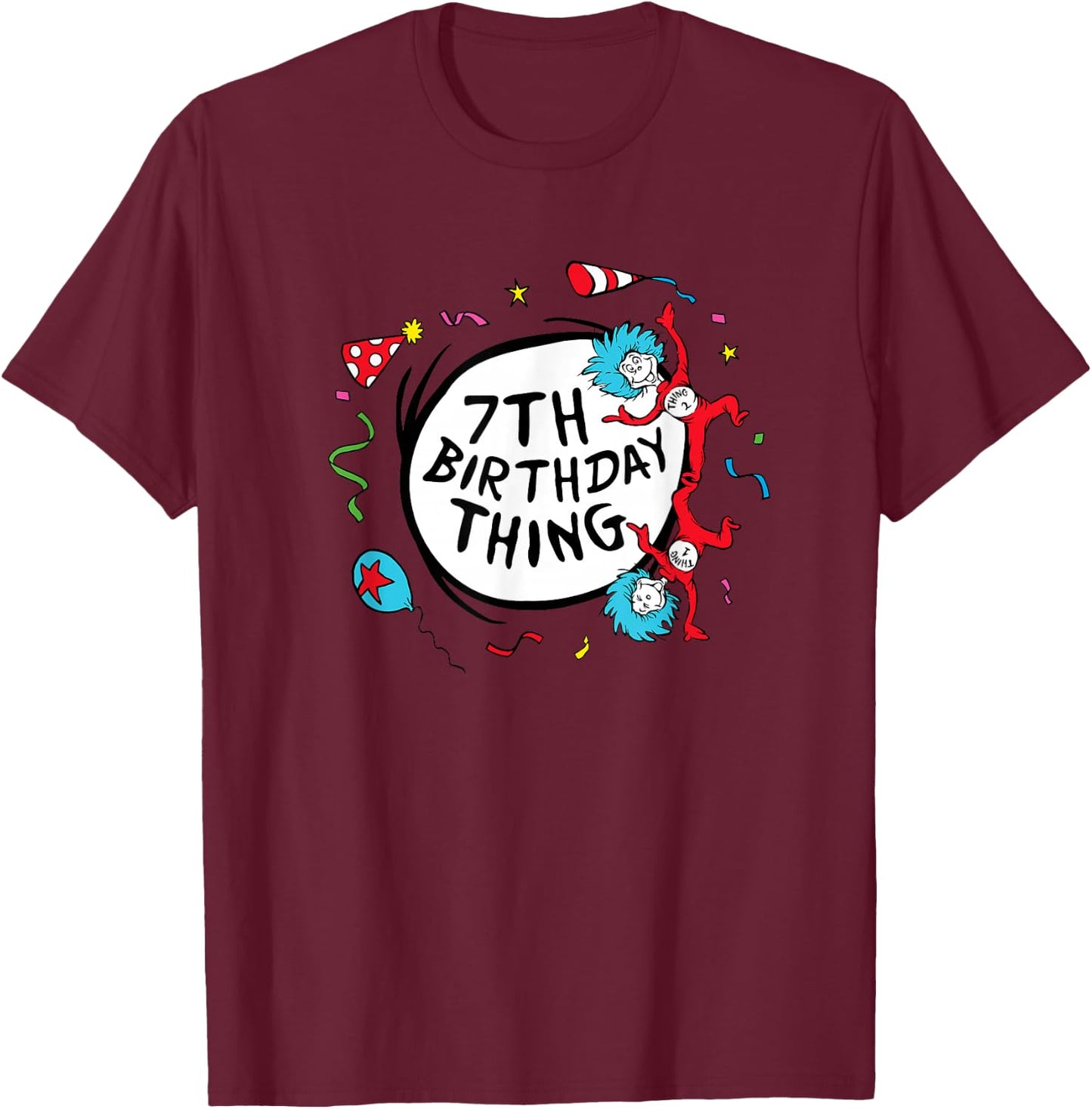 Dr. Seuss 7th Birthday Thing T-Shirt - T-Shirt | Maroon