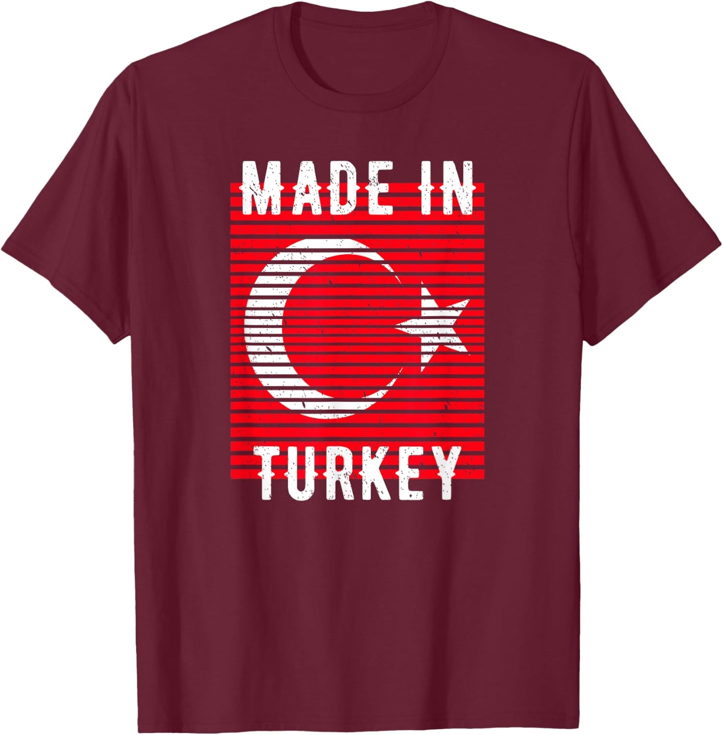 Made In Turkey Turk Home Country Homeland Flag Retro Vintage T-Shirt - T-Shirt | Maroon
