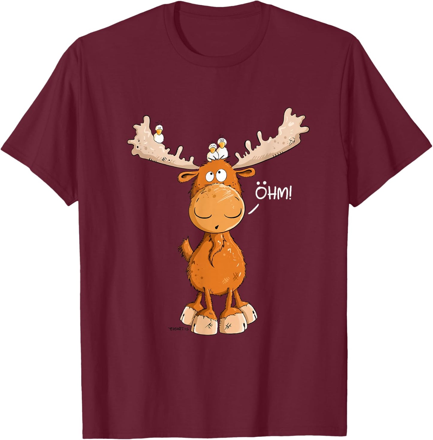 Öhm Elk I Deer Reindeer Forest Animal , black T-Shirt - T-Shirt | Maroon