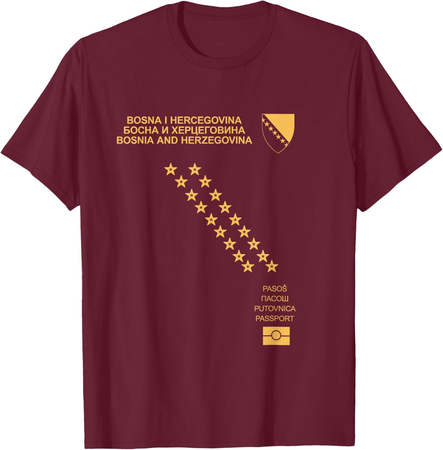 Bosnien Geschenke Ljiljan SFRJ Bosna Flagge Wappen T-Shirt - T-Shirt | Maroon