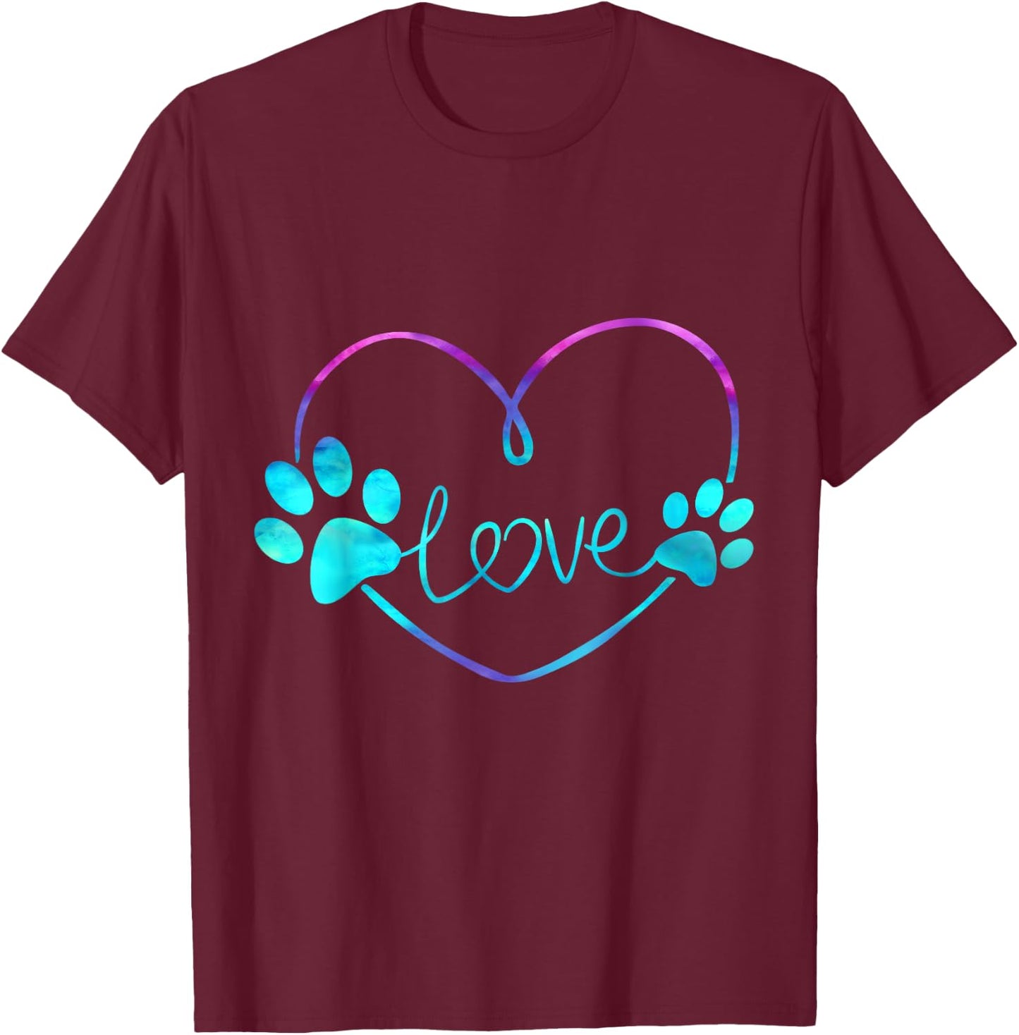Purple and Teal Dogs with Two Paws , Black, S T-Shirt - T-Shirt | Maroon