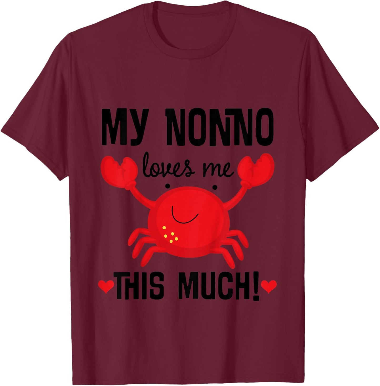 Kids My Nonno Loves Me Grandson Crab T-Shirt - T-Shirt | Maroon