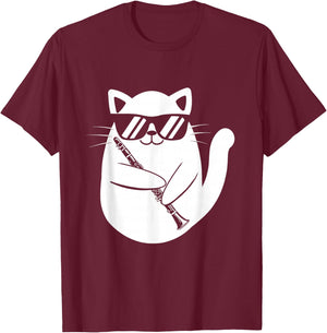 Clarinet Player - Cat Clarinetist Music Lover Marching Band T-Shirt - T-Shirt | Maroon