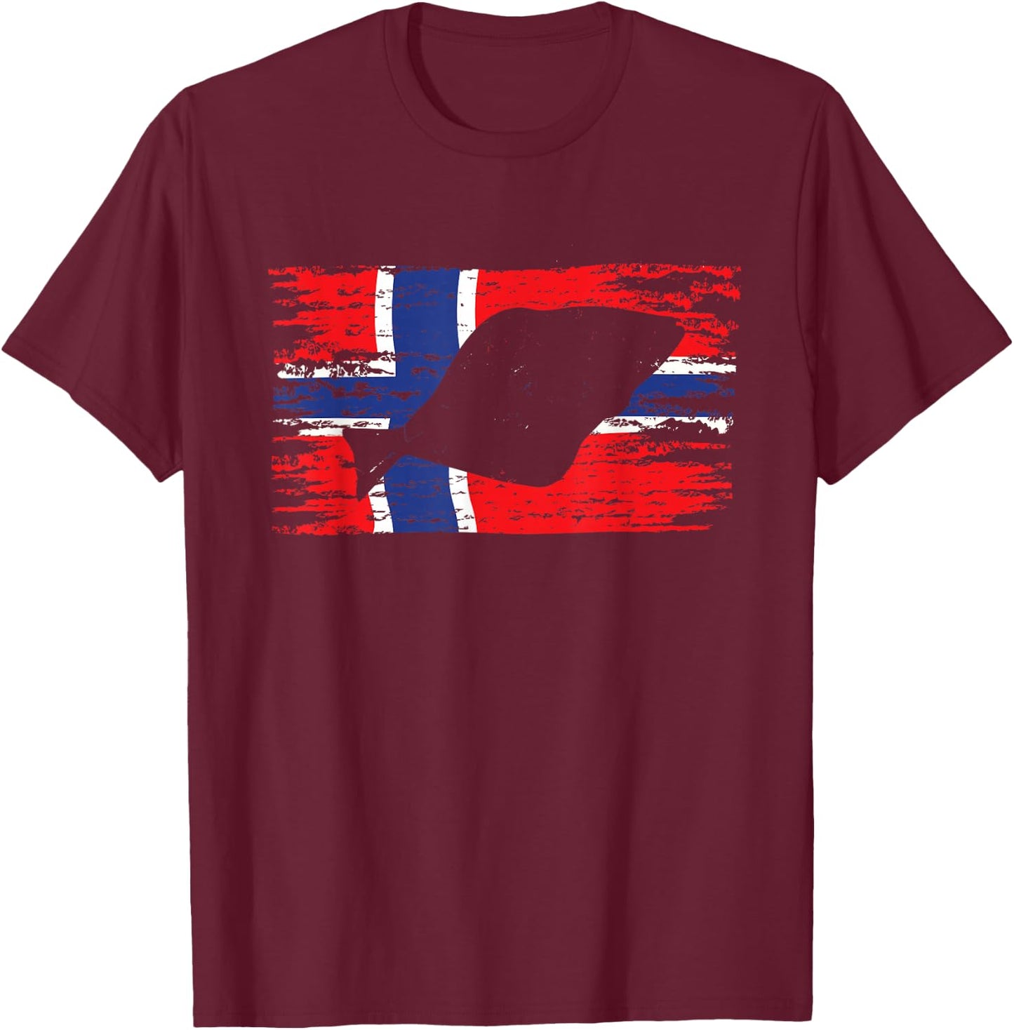 Angler Norwegen Norwegen Flagge Angelrute Fischrolle Heilbutt T-Shirt - T-Shirt | Maroon