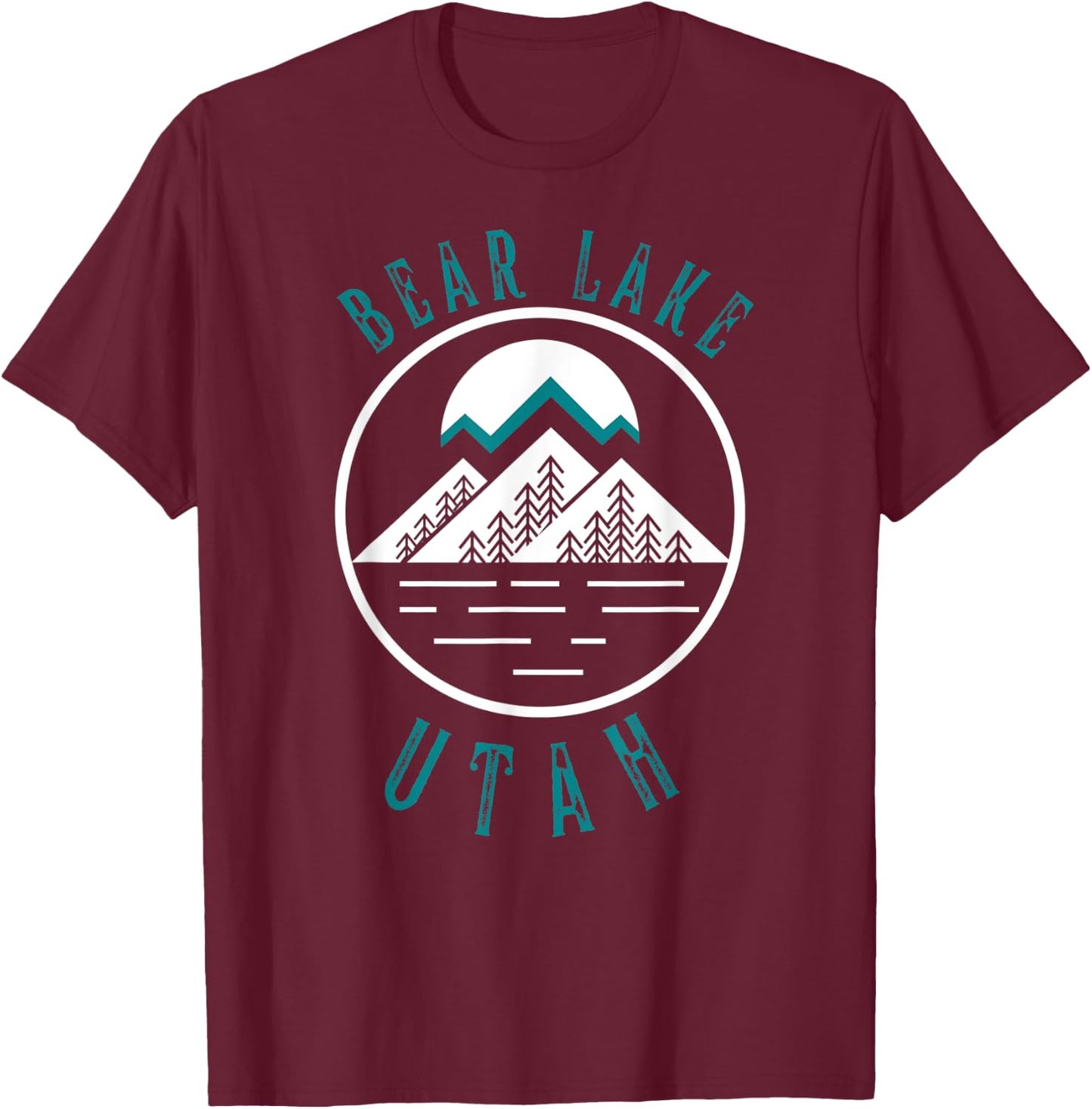 Bear Lake Utah Mountain Skiing Hiking Fishing Boating T-Shirt - T-Shirt | Maroon