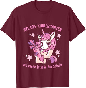 with German Text "Schulkind Ich Rocke Jetzt In Der Schule Unicorn" T-Shirt - T-Shirt | Maroon