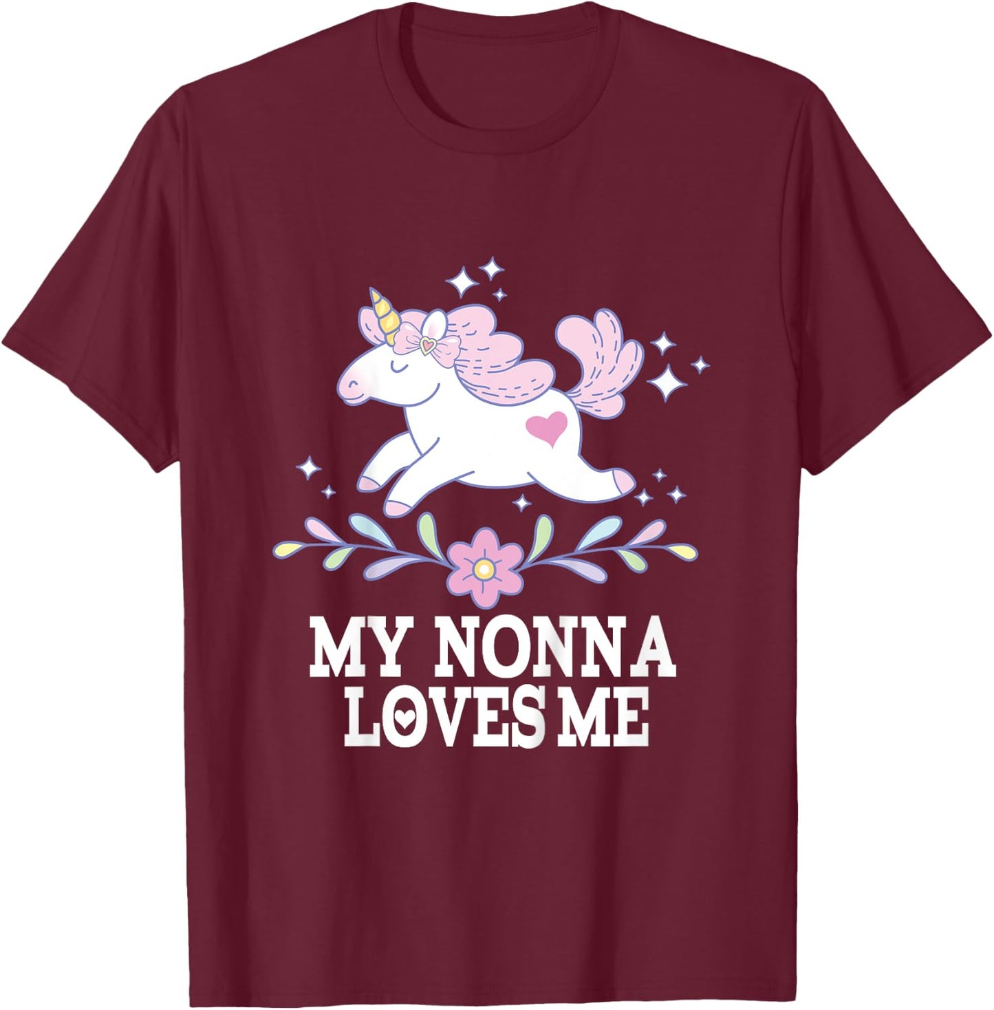 My Nonna Loves Me Granddaughter Unicorn T-Shirt - T-Shirt | Maroon