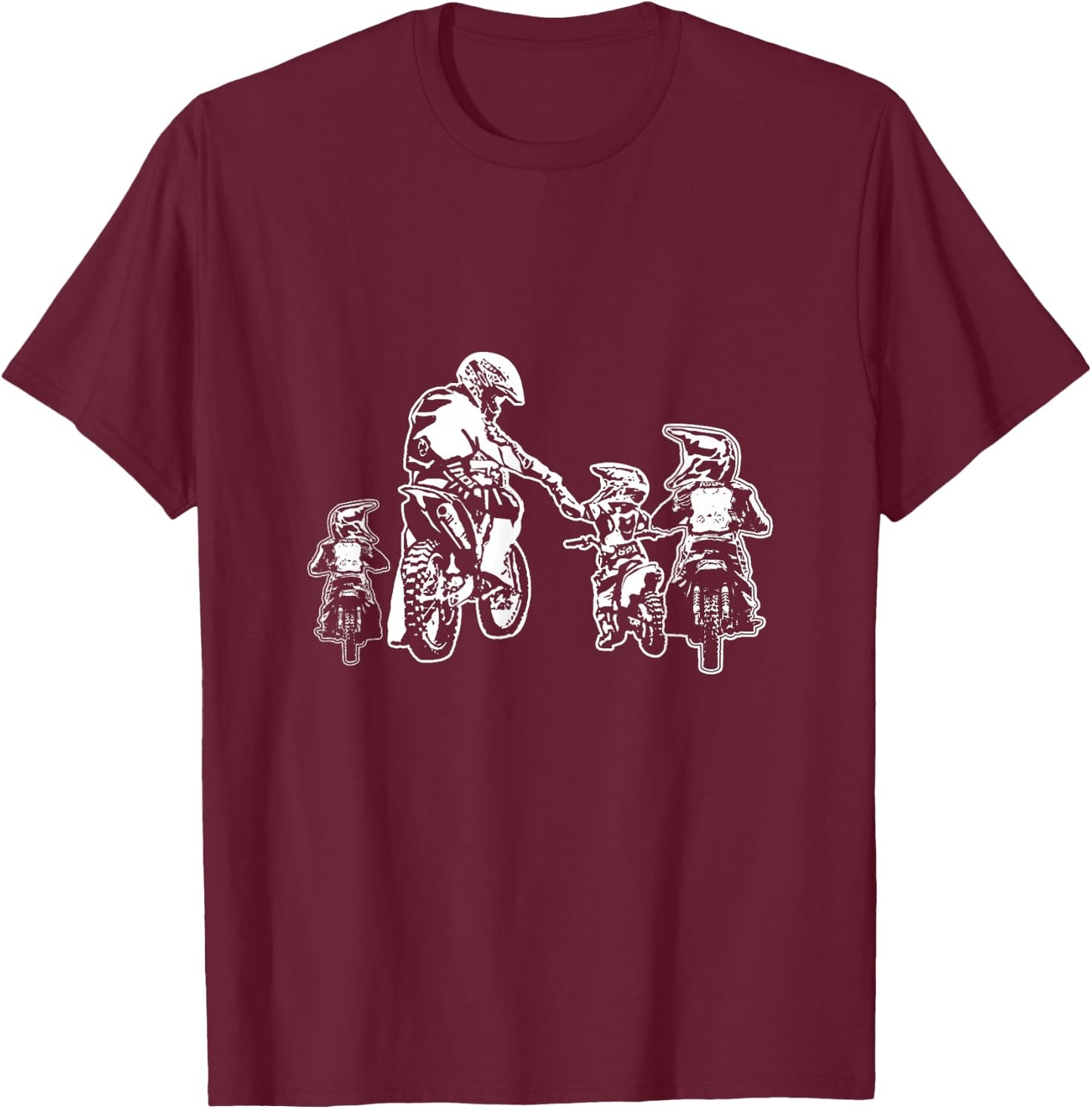 Motocross Dirt Bike Dad with Three Children Motorcycle Father's Day T-Shirt - T-Shirt | Maroon