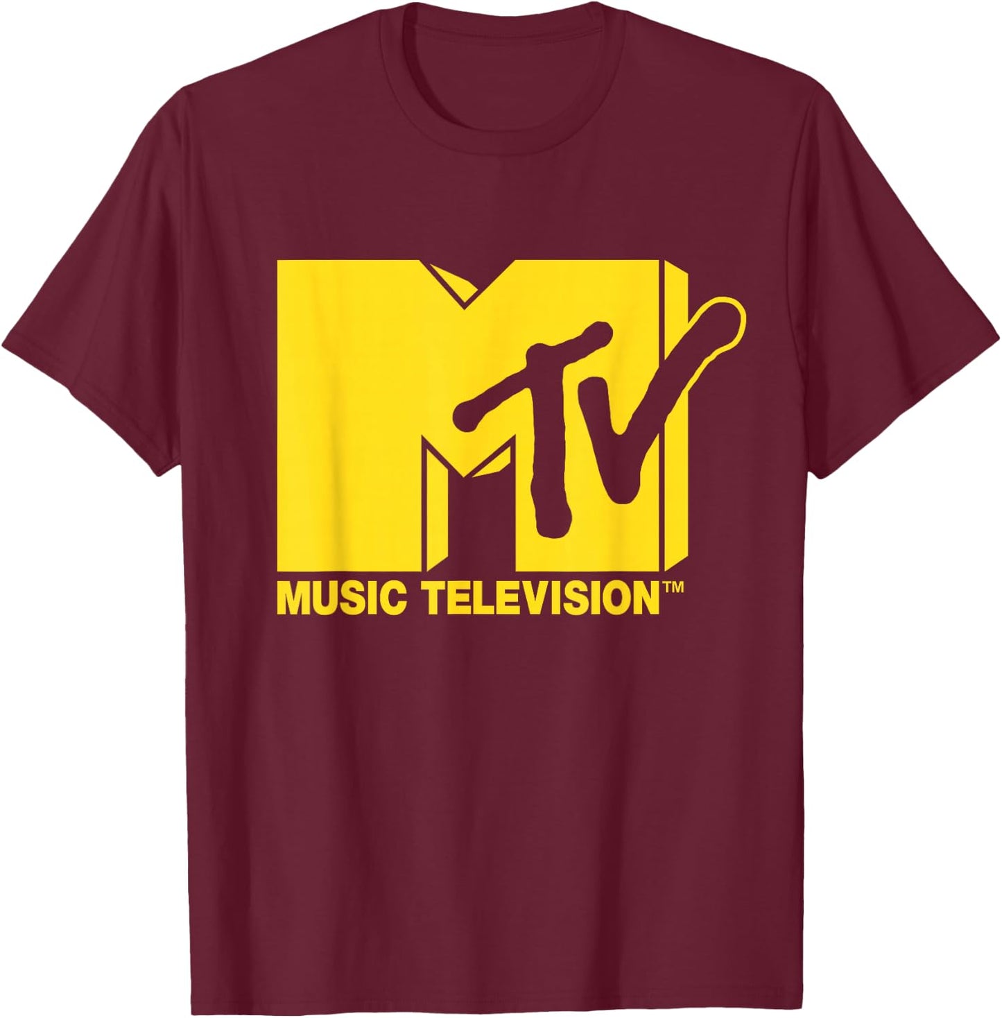 MTV - Classic Yellow Logo T-Shirt - T-Shirt | Maroon