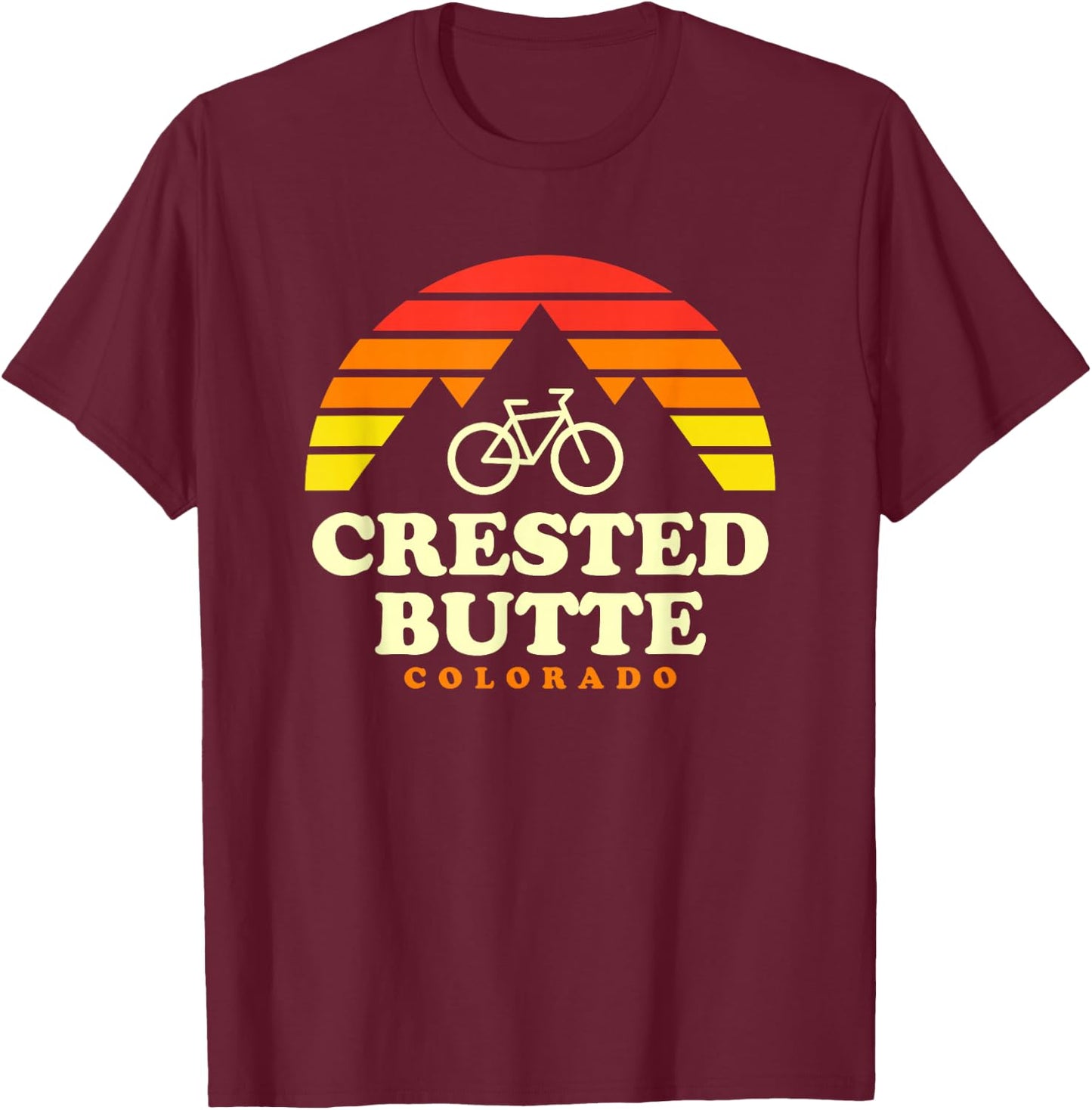Crested Butte Colorado Mountain Biking Mtb Trails Retro T-Shirt - T-Shirt | Maroon