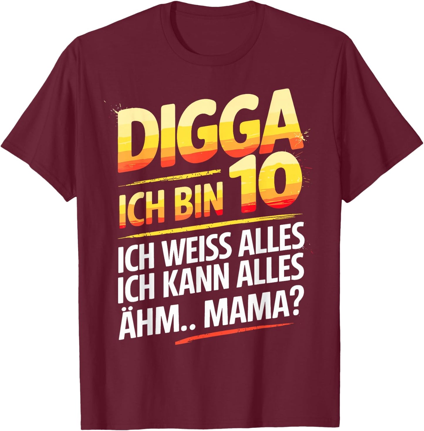 10th Birthday Boy Girl 10 Years 2015 Funny Gift , black T-Shirt - T-Shirt | Maroon